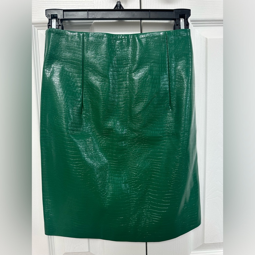 Patent Leather Green Crocodile Skirt